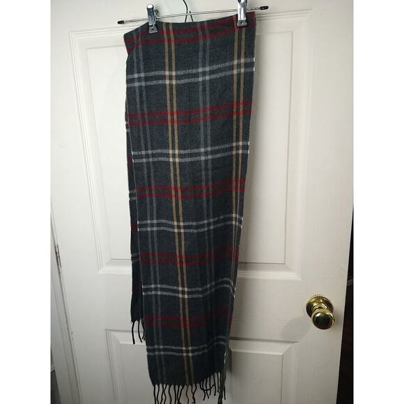 Cejon Unisex Scarf Grey Plaid End Fringe Made In Italy - Picture 6 of 6